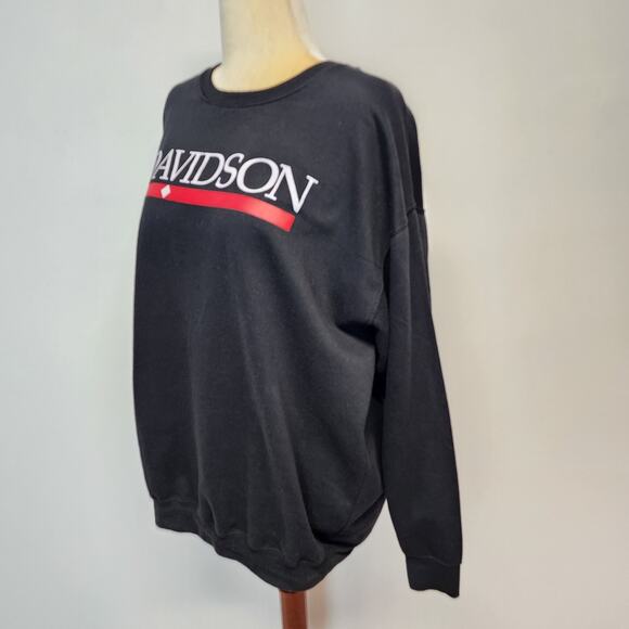Vintage Davidson College Sweatshirt Size XL Black Long Sleeve Pullover Crewneck - Picture 4 of 14